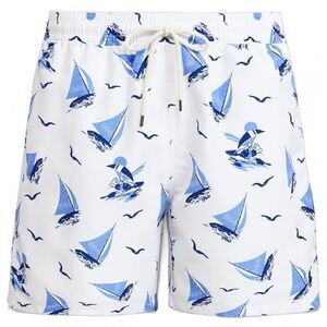 POLO RALPH LAUREN Traveler Polo Bear Swim Trunk Boys Size 7 Blue White